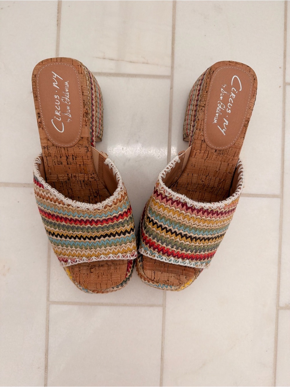 Sam Edelman Multicolor Woven Block Heel Mules - Picture 2 of 5